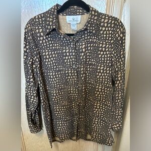 Vintage 90s 100% Silk Crocodile Animal Print Top, Medium‎
